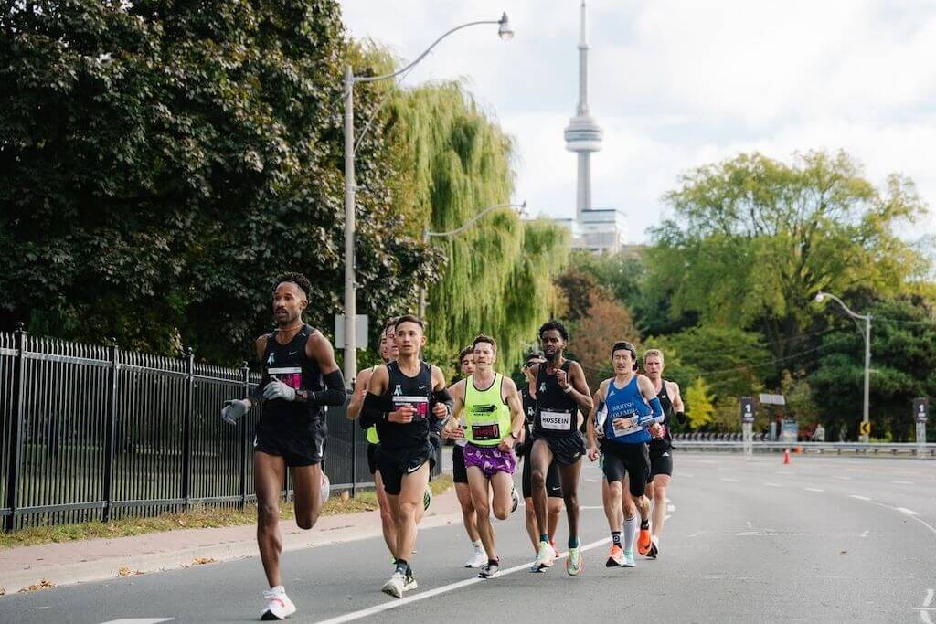 Toronto Waterfront Marathon with CN Tower in the background