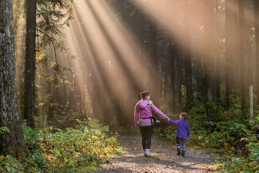 Mother and daughter hiking on Mother's Day