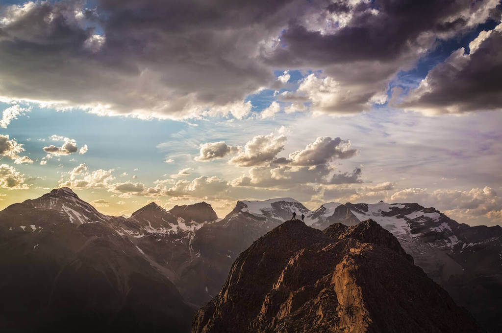 From the summit ridge of Mount Burgess, Yoho National Park. In the background are Mt Carnarvon, Mt Marpole and President Range (Destination BC/Paul Zizka)