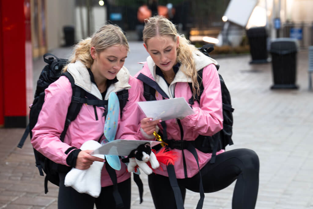 The Peters Twins in action on The Amazing Race Canada