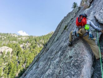 Sport climbing on a mountain